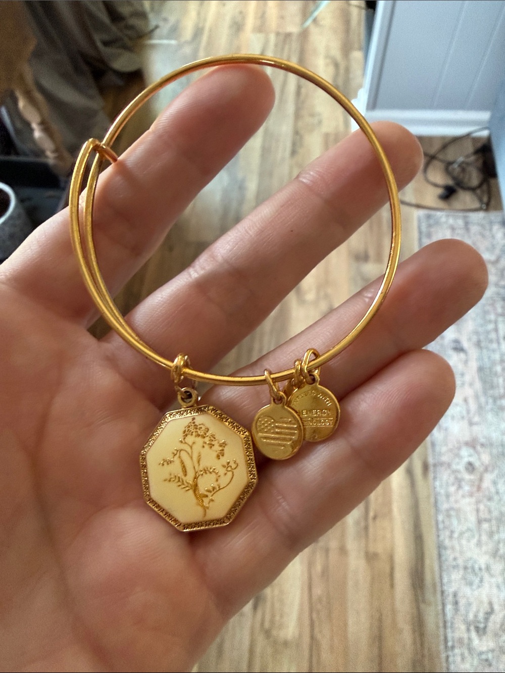 Gold-Tone Floral Charm Bangle Bracelet - Women’s Jewelry